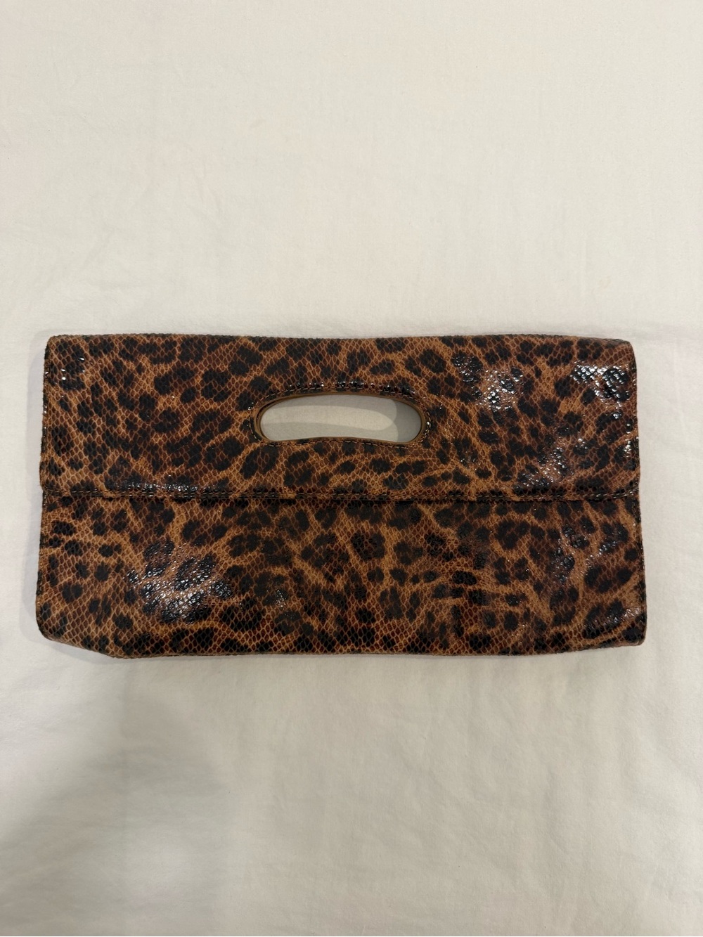 HOBO Leopard Print Envelope Clutch in Brown and Black